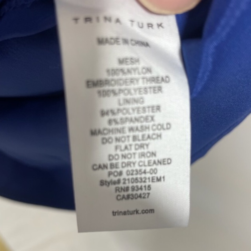Trina Turk "Wisdom" Embroidered Off-The-Shoulder Dress - Pink Blue Size S - Picture 5 of 5